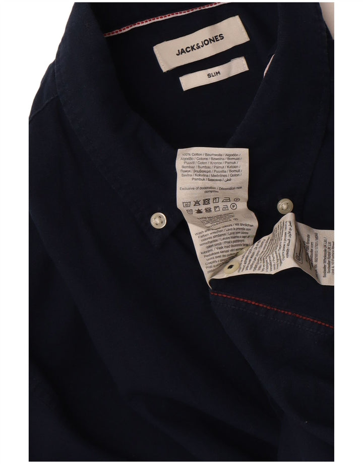 Jack & Jones muška uska košulja srednjeg kroja tamnoplavi pamuk