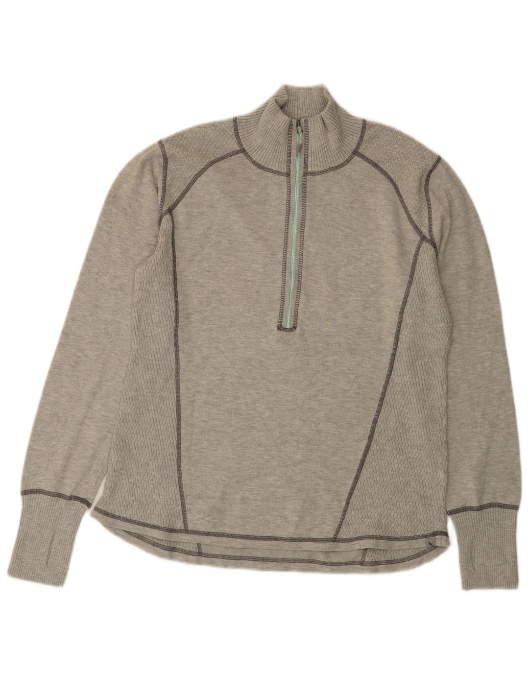 EDDIE BAUER Ženski džemper s izrezom i patentnim zatvaračem UK 18 XL sivi poliester