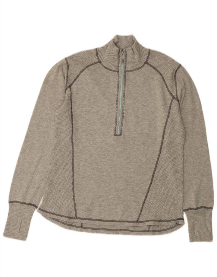 EDDIE BAUER Ženski džemper s izrezom i patentnim zatvaračem UK 18 XL sivi poliester