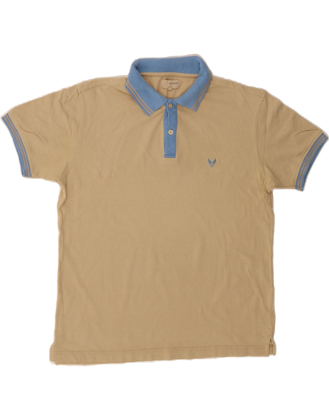 AVIREX Mens Polo Shirt Medium Beige Colourblock Cotton Vintage Avirex and Second-Hand Avirex from Messina Hembry 