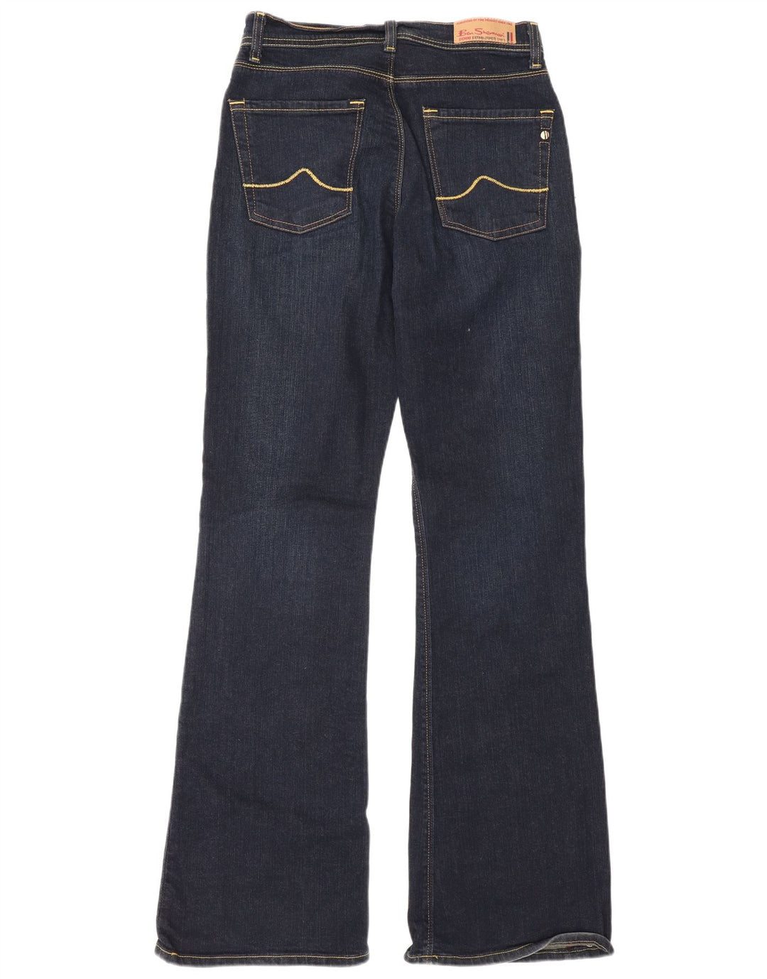 Ženske traperice Ben Sherman s bootcutom W28 L32 tamnoplavi pamuk