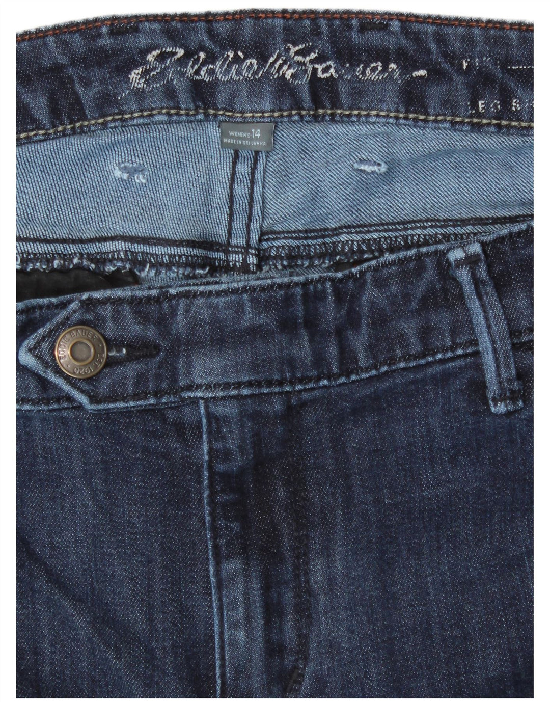 EDDIE BAUER Ženske zaobljene ravne traperice US 14 XL W36 L28 tamnoplavi pamuk