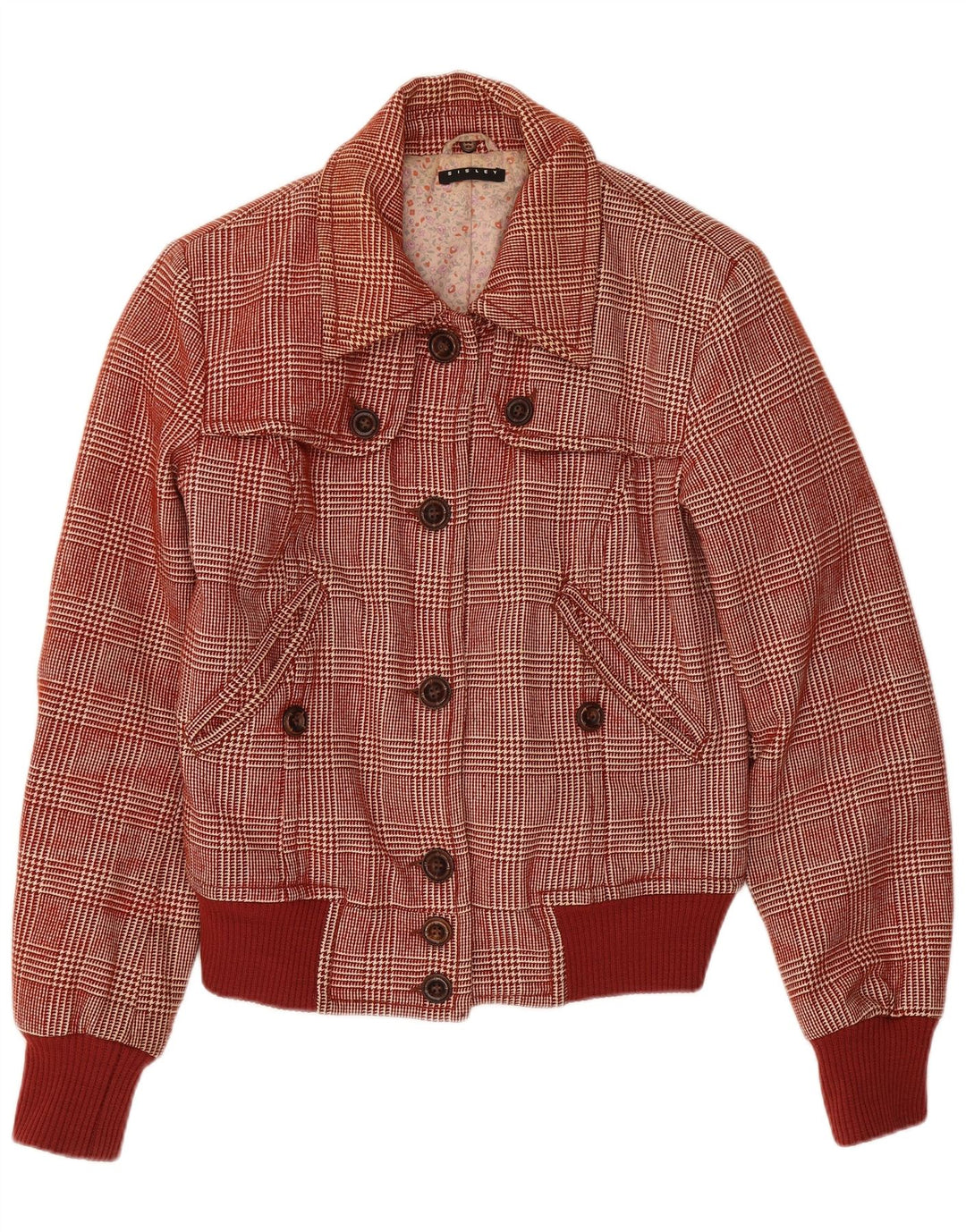 Ženska bomber jakna Sisley UK 6 XS bordo vunena hrskava zuba