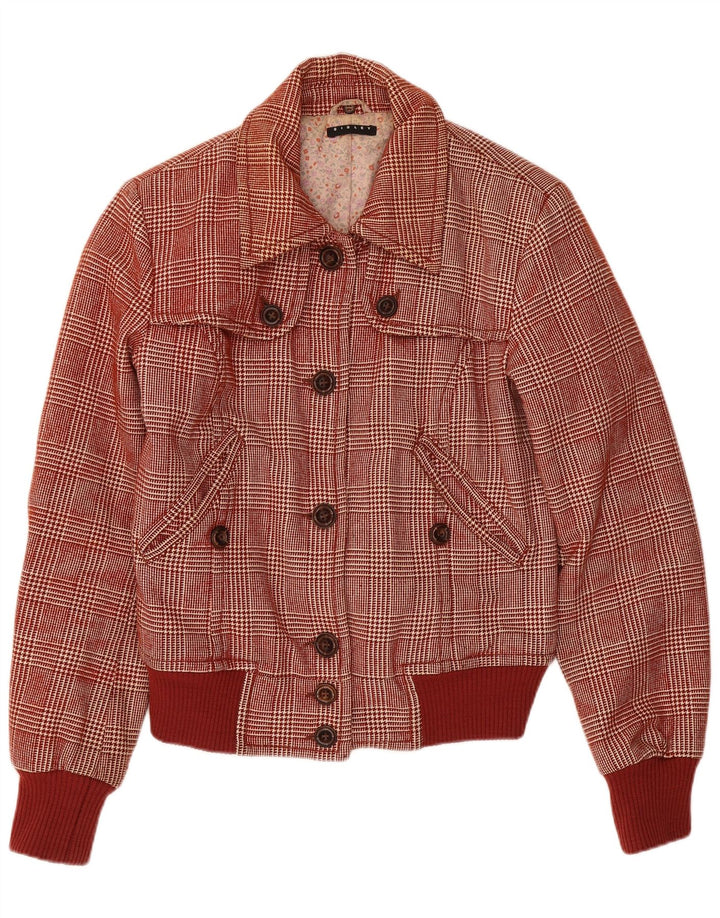 Ženska bomber jakna Sisley UK 6 XS bordo vunena hrskava zuba