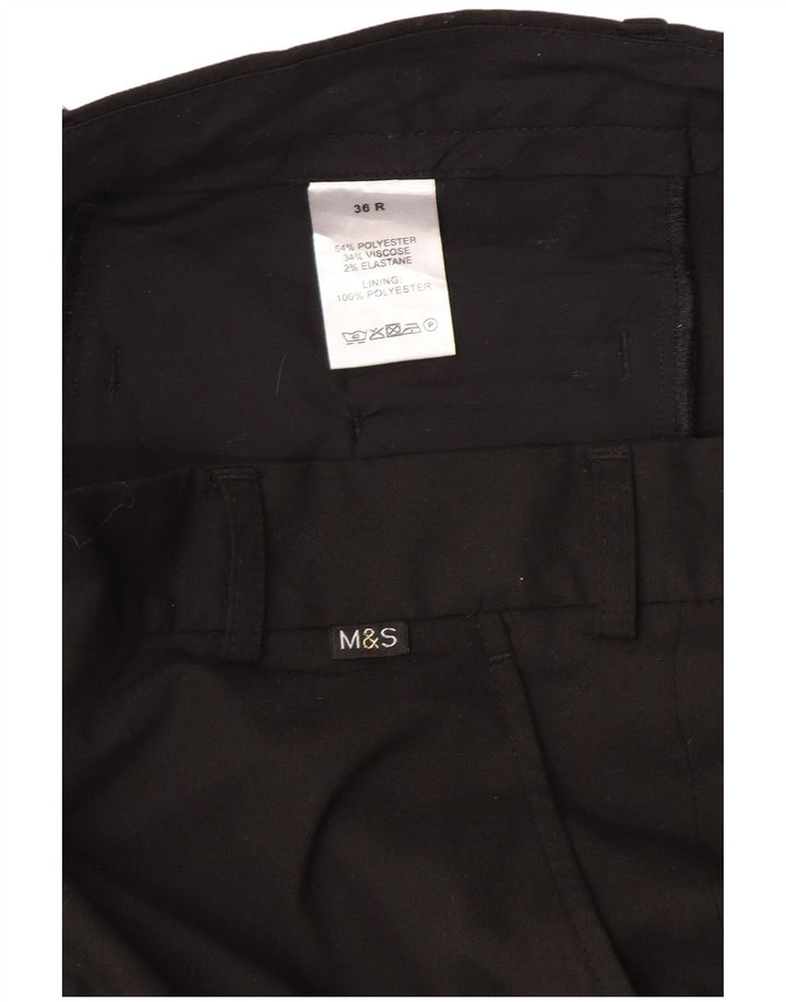 Marks & Spencer muške ravne chino hlače W36 L30 crni poliester