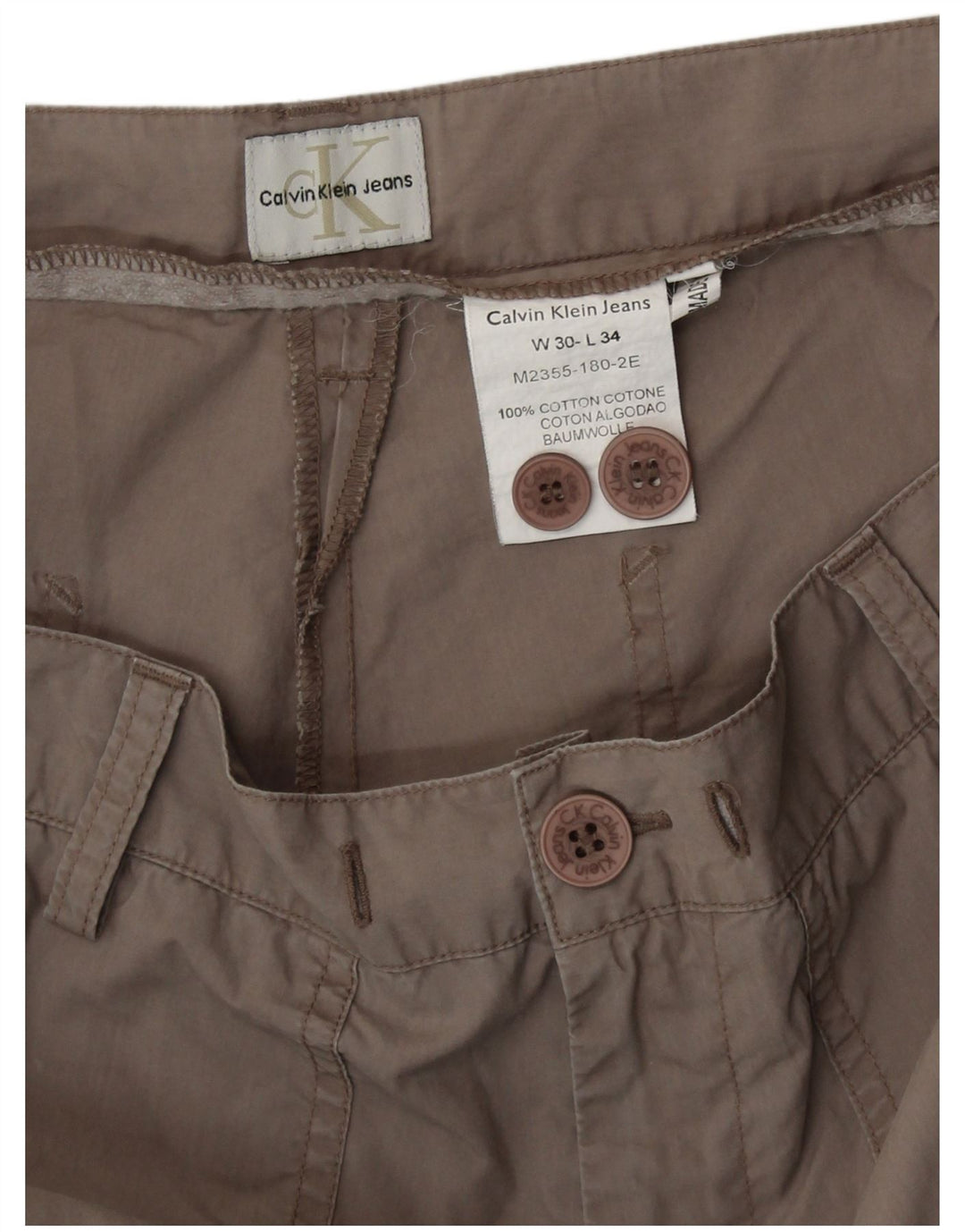 CALVIN KLEIN Ženske ravne chino hlače W30 L31 Sivi pamuk