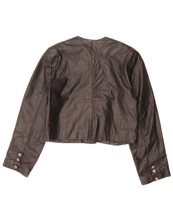 VINTAGE ženska velika kožna bolero jakna EU 36 Mala crna kožna