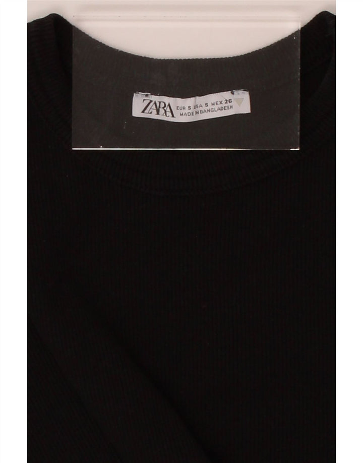ZARA Womens Crop T-Shirt Top UK 8 Small Black Vintage Zara and Second-Hand Zara from Messina Hembry 