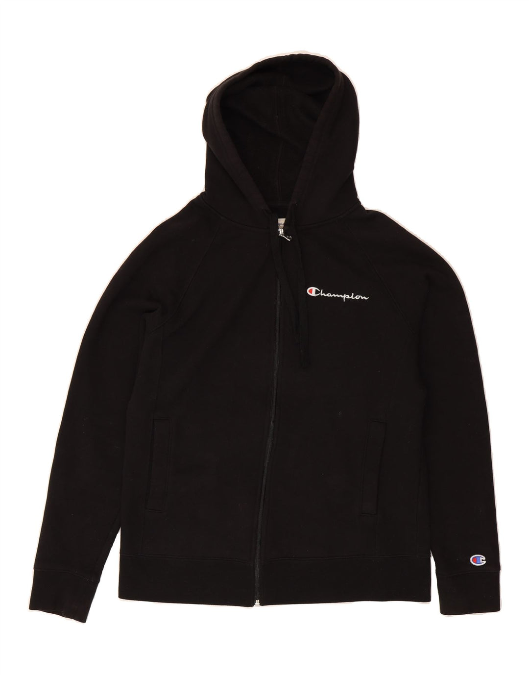 CHAMPION Mens Graphic Zip Hoodie Sweater Small Black Vintage Champion and Second-Hand Champion from Messina Hembry 