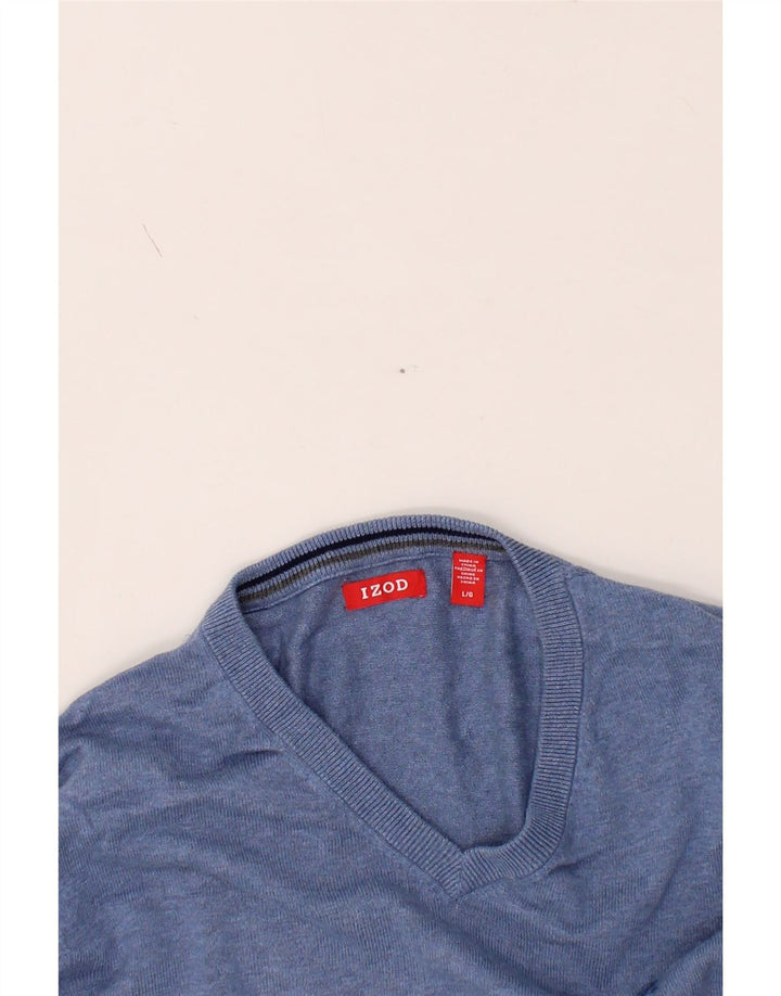 IZOD Mens V-Neck Jumper Sweater Large Navy Blue Cotton Vintage Izod and Second-Hand Izod from Messina Hembry 