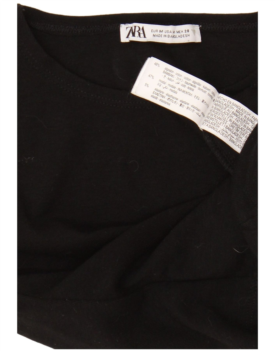 Zara ženska majica kratkih rukava UK 12 srednje crni pamuk