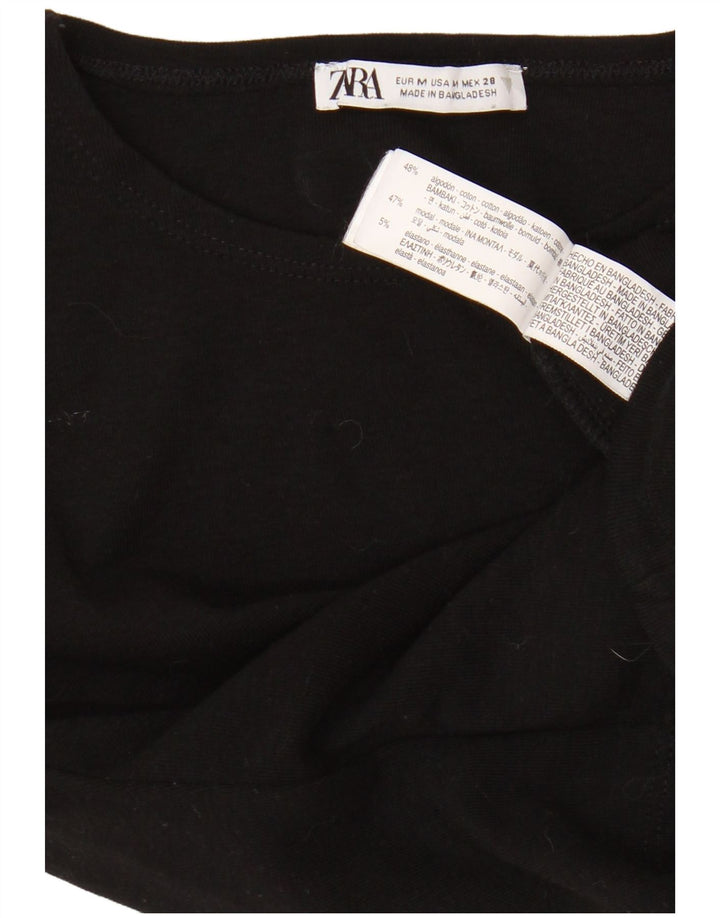 Zara ženska majica kratkih rukava UK 12 srednje crni pamuk