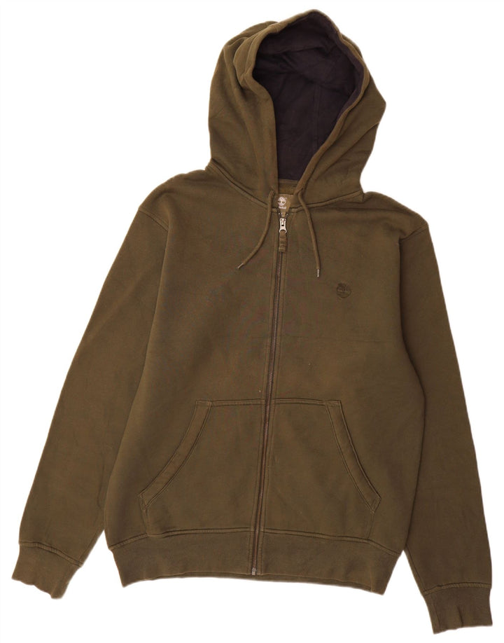 Timberland muški pulover s kapuljačom s patentnim zatvaračem standardnog kroja, srednji kaki pamuk