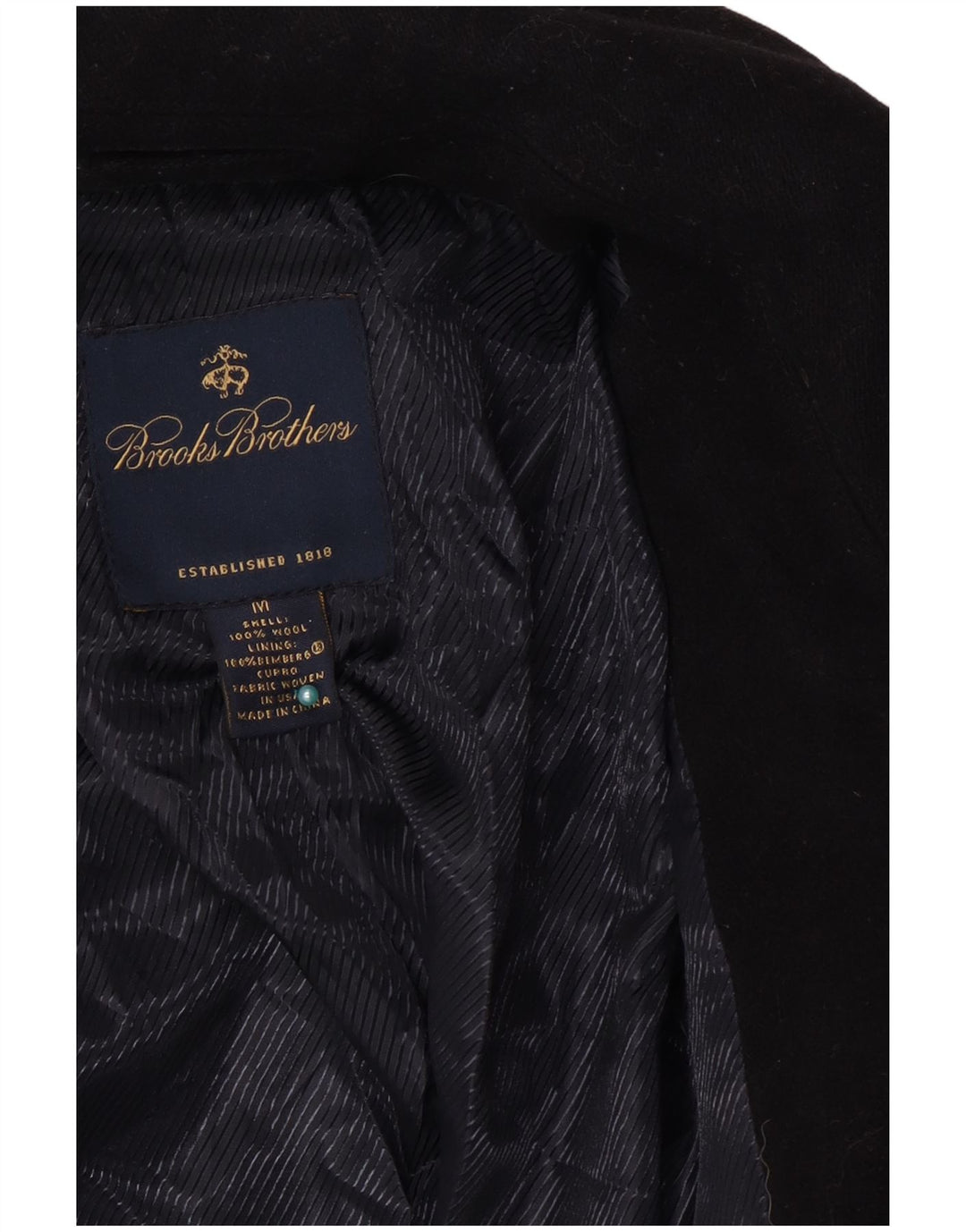 Brooks Brothers muški graškasti kaput UK 38 srednje crna vuna