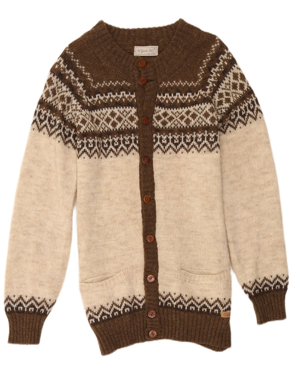 Gianni Abra ženski dugi kardigan džemper IT 52 2XL smeđi Fair Isle