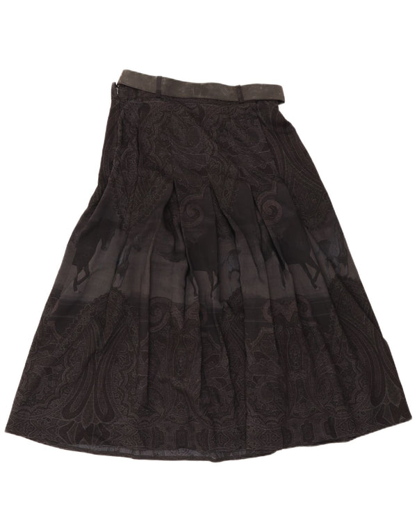 Vintage ženska lepršava suknja visokog struka IT 46 velika W28 crna paisley boja