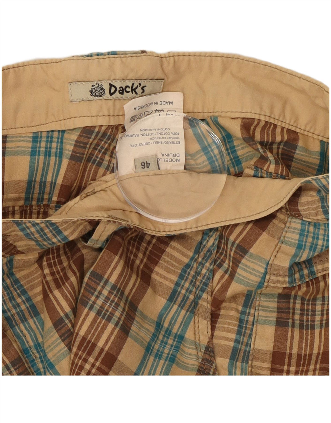 Dack's ženske chino kratke hlače IT 46 Large W32, smeđi karirani pamuk