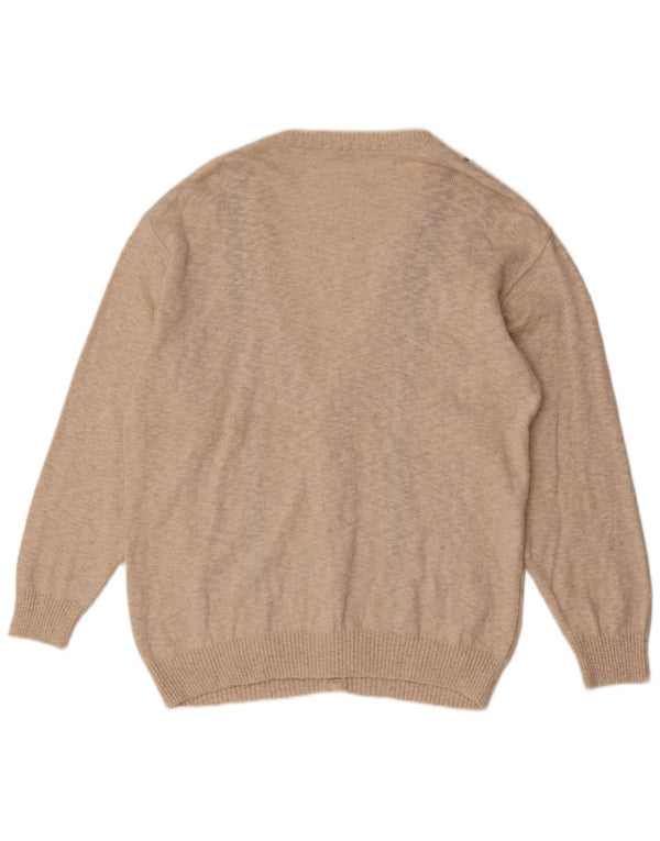 Vintage muški kardigan džemper IT 54 XL, bež prugasti pamuk