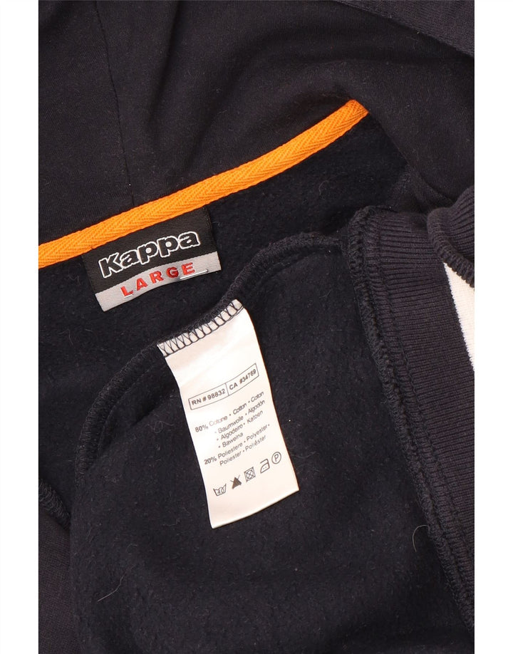 Kappa muška majica s kapuljačom s patentnim zatvaračem, veliki crni pamuk