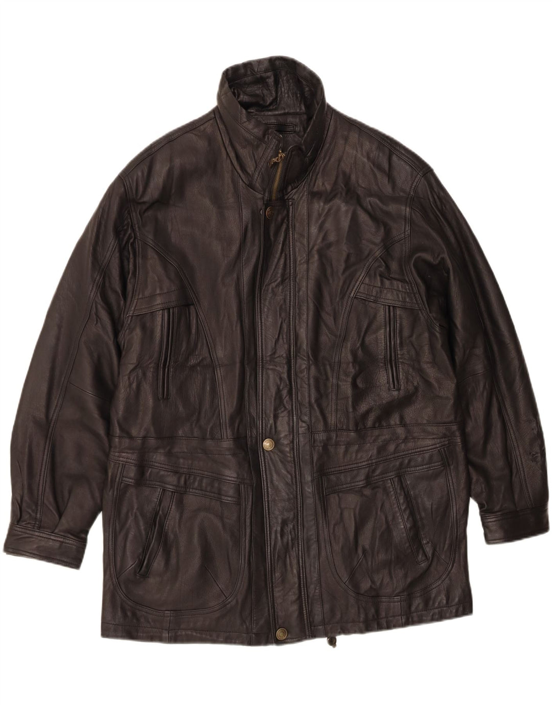 Vintage muška kožna jakna IT 52 XL crna koža