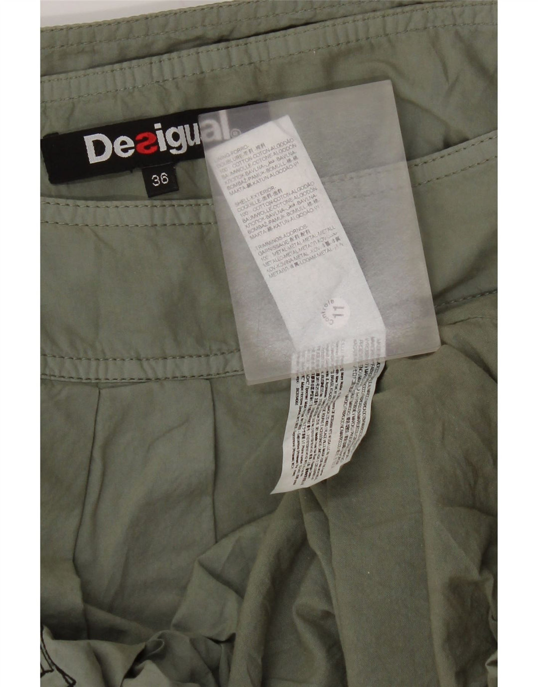 Desigual ženska grafička suknja s mjehurićima EU 36 mala W28 kaki pamuk