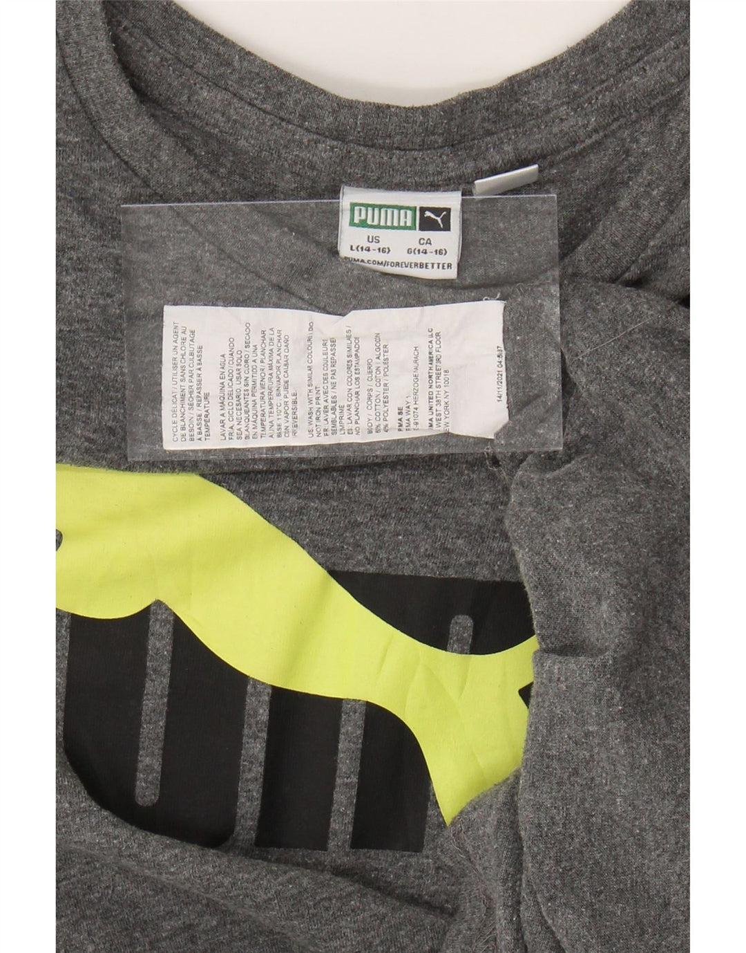 PUMA Boys Graphic T-Shirt Top 14-15 Year Large Grey Pamuk