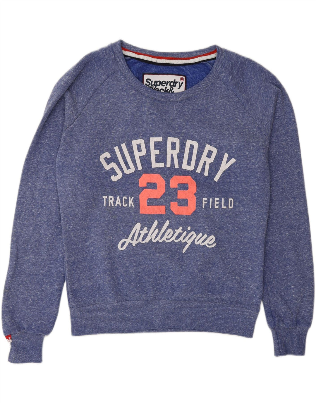SUPERDRY Ženska majica s kratkim rukavima za atletiku UK 14 srednje plava s pjegama