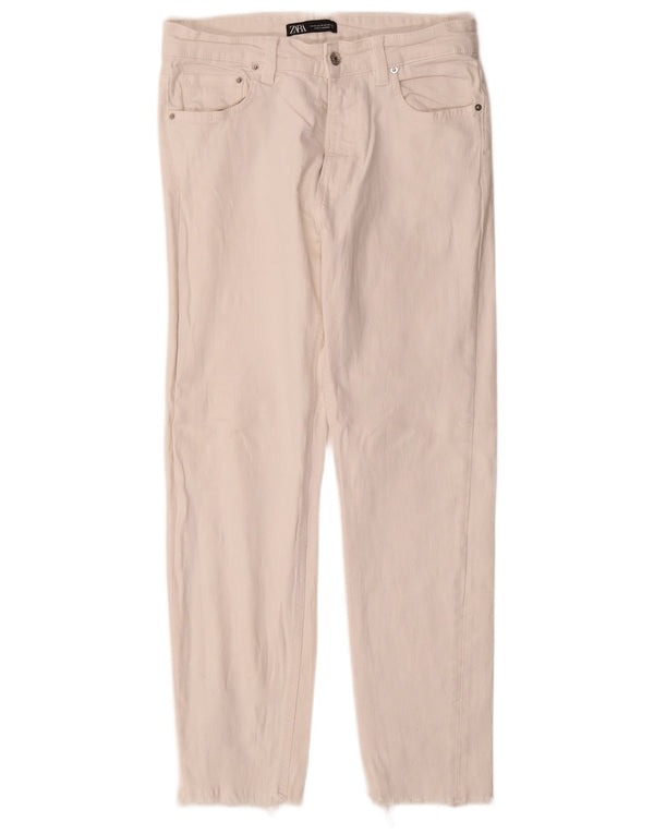 ZARA Muške uske traperice EU 42 Large W32 L28 Bijeli pamuk