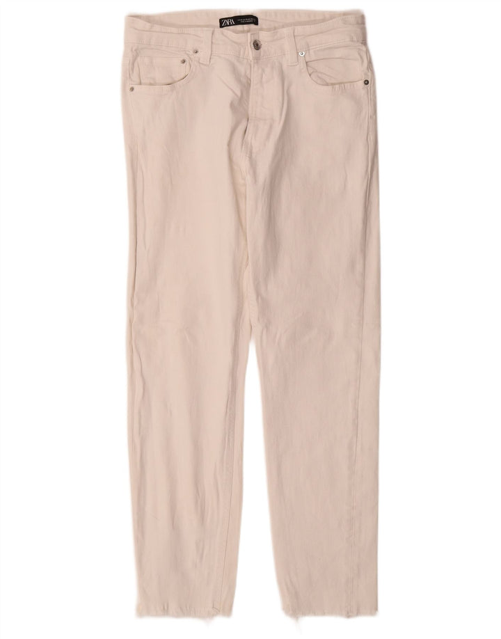 ZARA Muške uske traperice EU 42 Large W32 L28 Bijeli pamuk