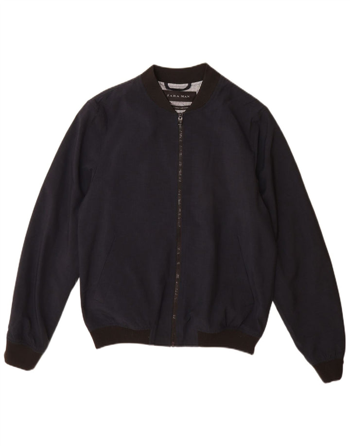 Zara muška bomber jakna UK 40 veliki tamnoplavi poliester