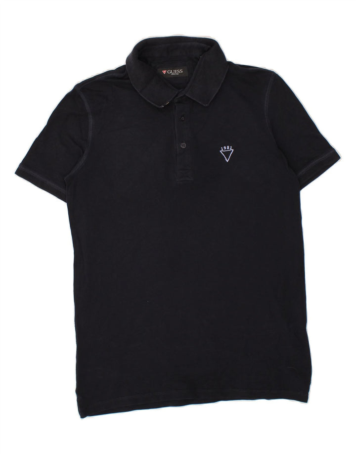 GUESS Mens Polo Shirt Medium Navy Blue Cotton Vintage Guess and Second-Hand Guess from Messina Hembry 