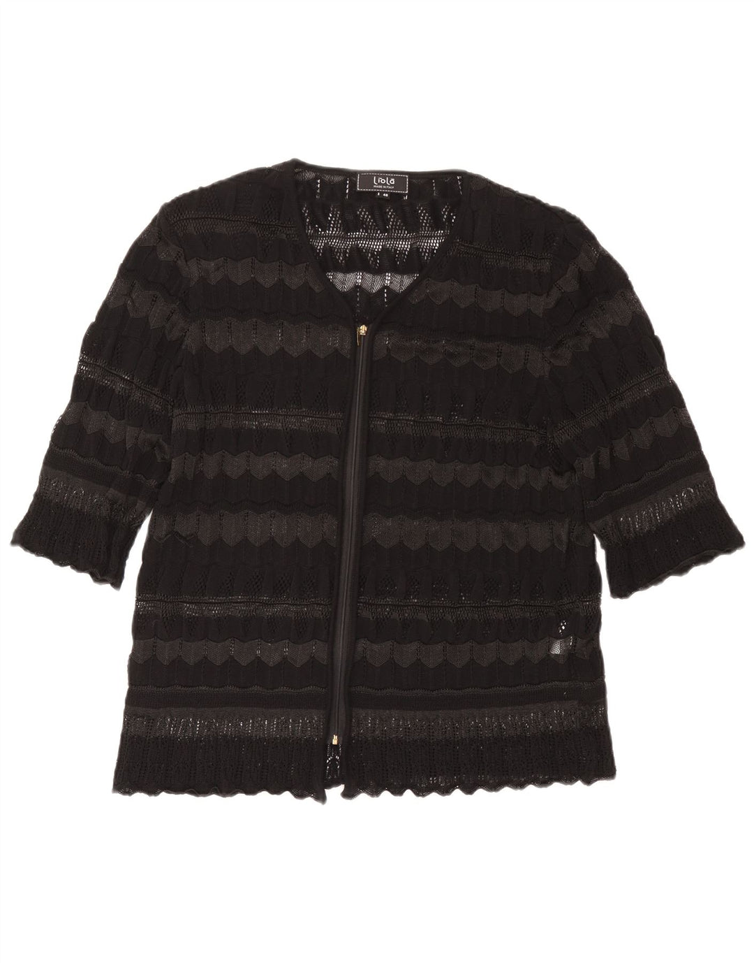 Liola ženski kardigan pulover kratkih rukava IT 48 XL na crne pruge