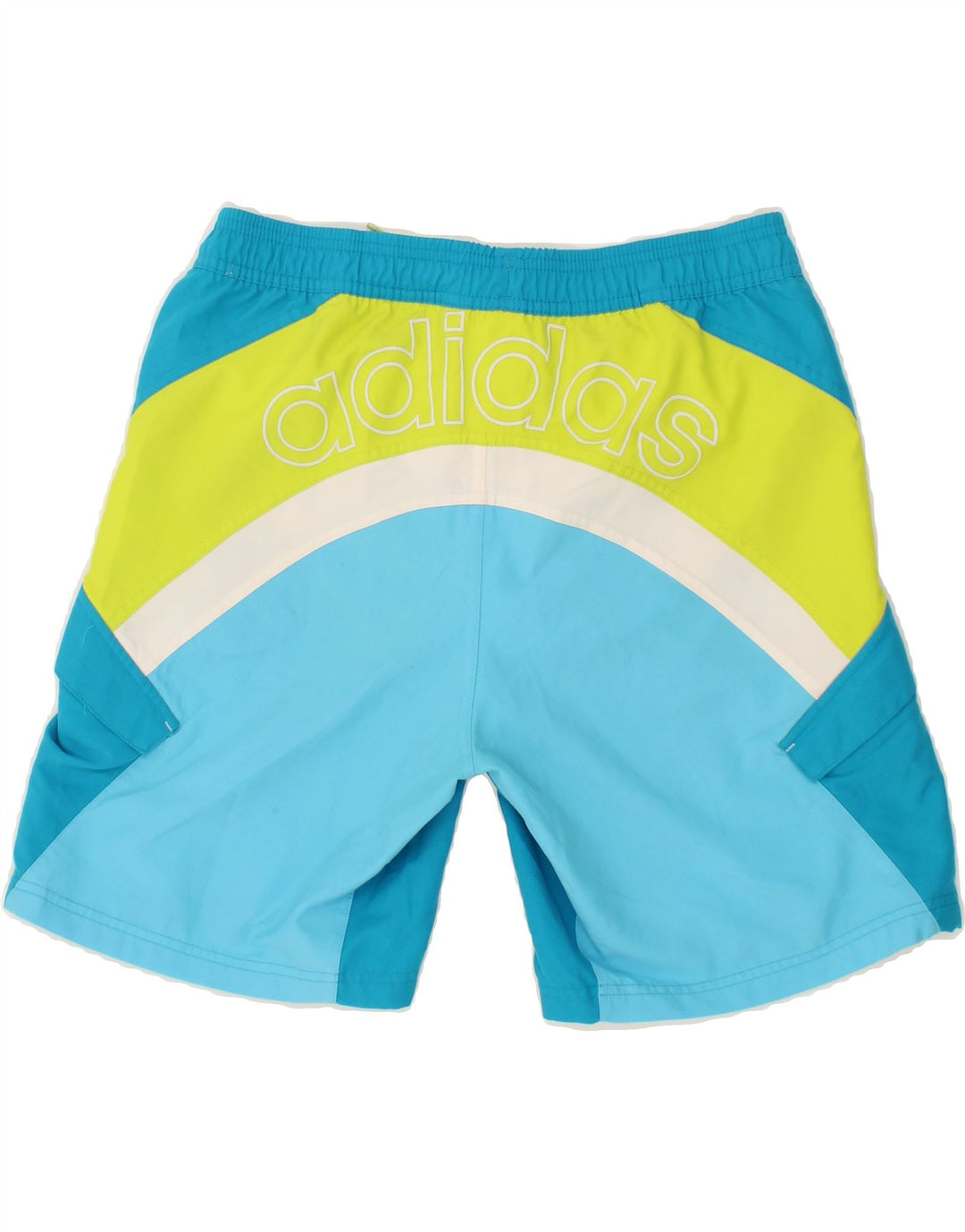 ADIDAS Mens Graphic Swimming Shorts Small Blue Colourblock Polyester Vintage Adidas and Second-Hand Adidas from Messina Hembry 