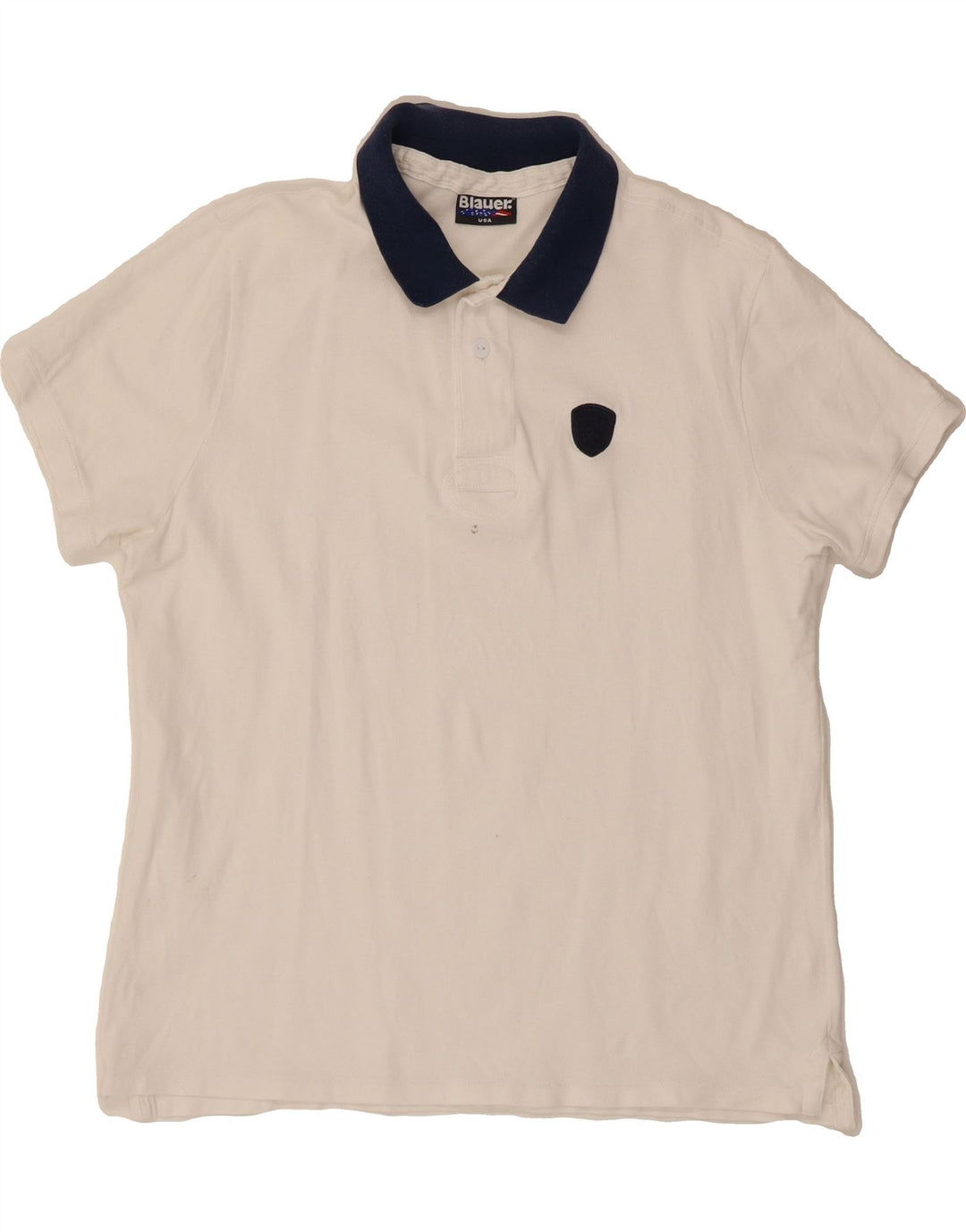 BLAUER Mens Polo Shirt Large White Vintage Blauer and Second-Hand Blauer from Messina Hembry 