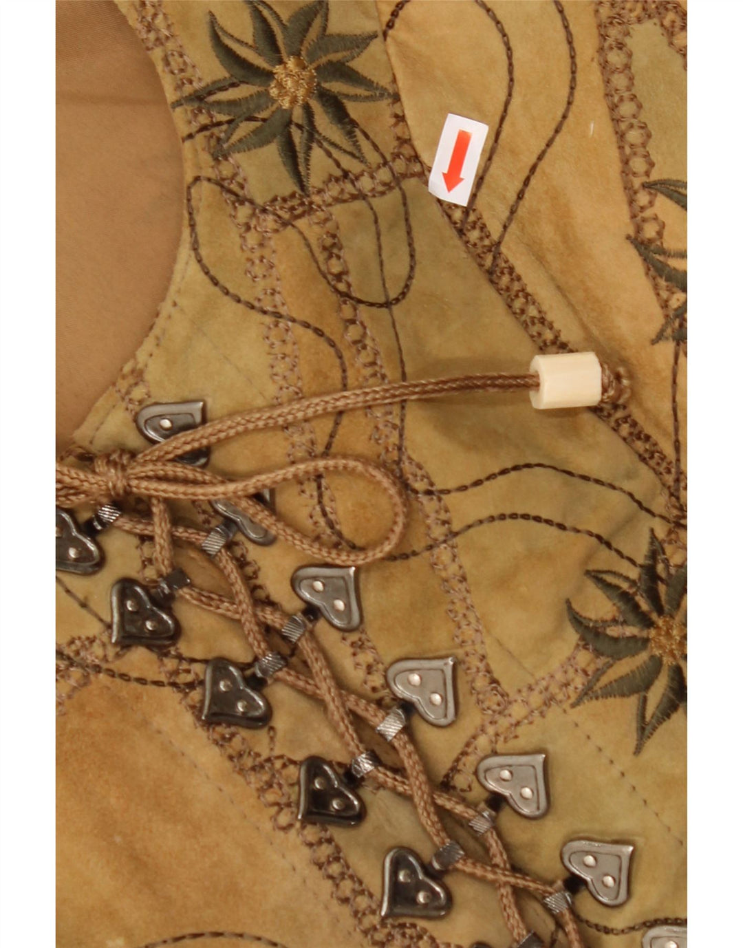 VINTAGE ženski prsluk od brušene kože EU 38 srednje smeđe cvjetne kože