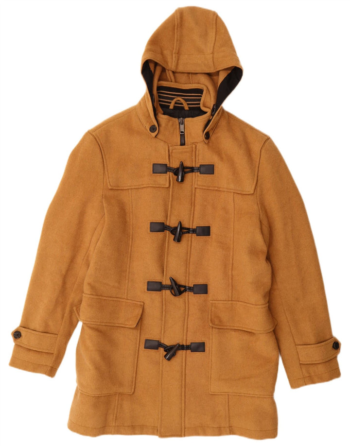 Zara muški duffle kaput s kapuljačom UK 40 veliki smeđi poliester