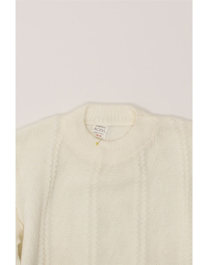VINTAGE Womens Crew Neck Jumper Sweater IT 46 Large Off White Polyacrylic Vintage Vintage and Second-Hand Vintage from Messina Hembry 