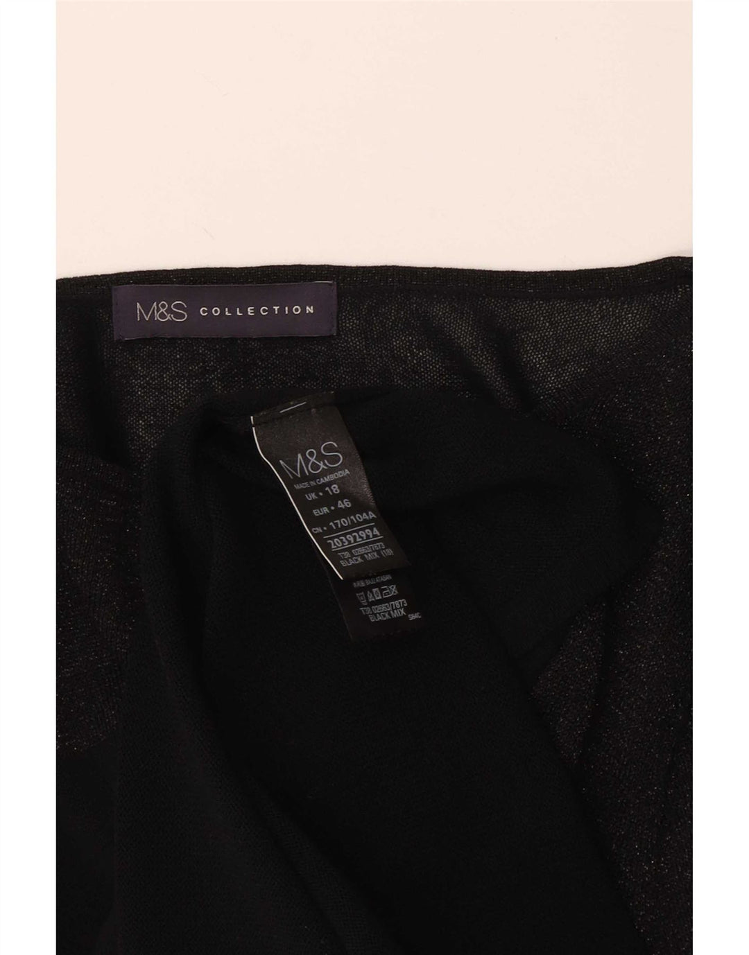Marks & Spencer ženska majica dugih rukava UK 18 XL crna viskoza