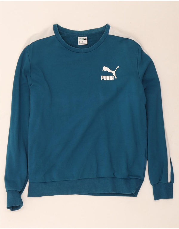 Puma ženska majica s kratkim rukavima UK 14 pamuk srednje plave boje