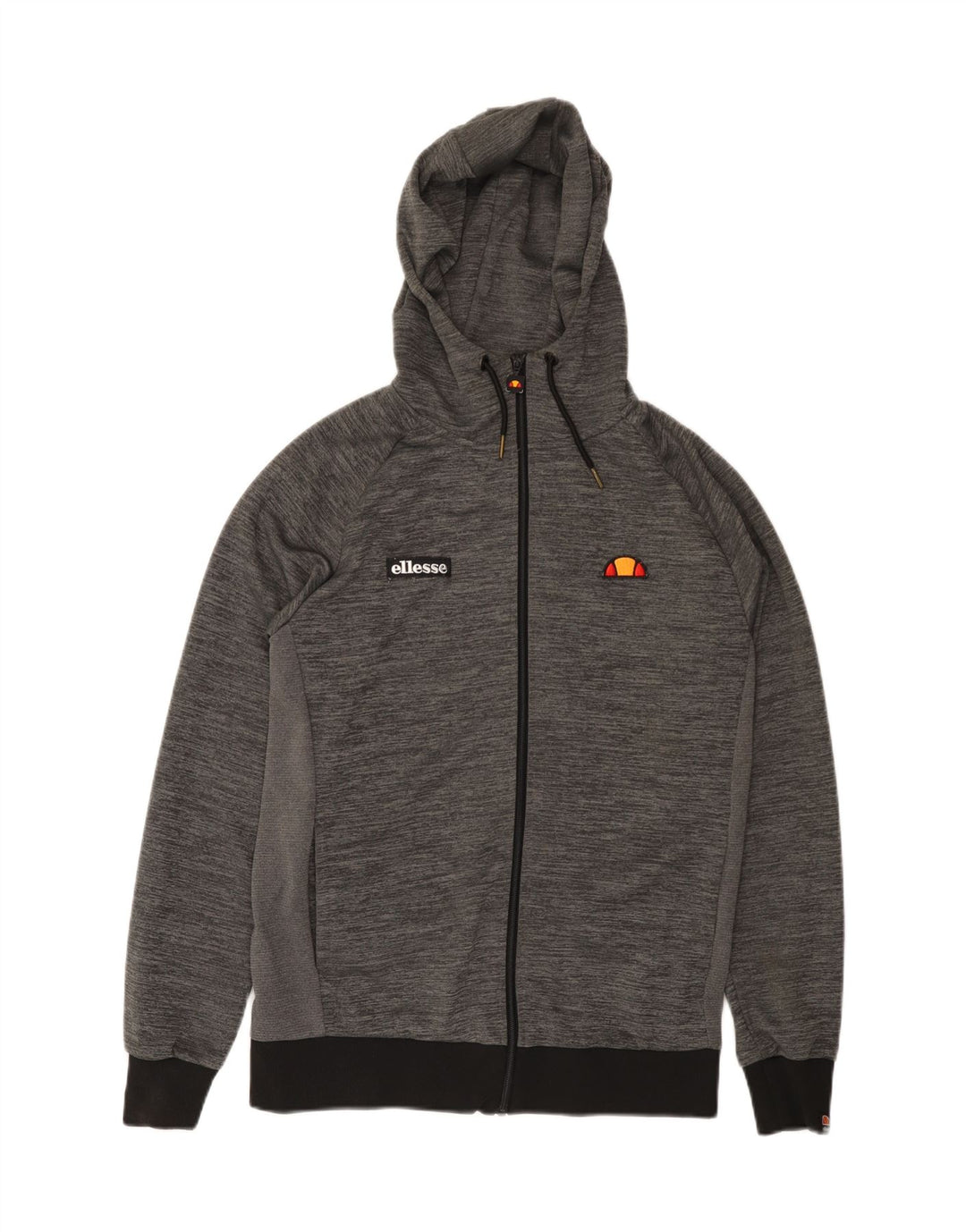 ELLESSE Muški pulover s kapuljačom s patentnim zatvaračem, mali sivi poliester na pruge