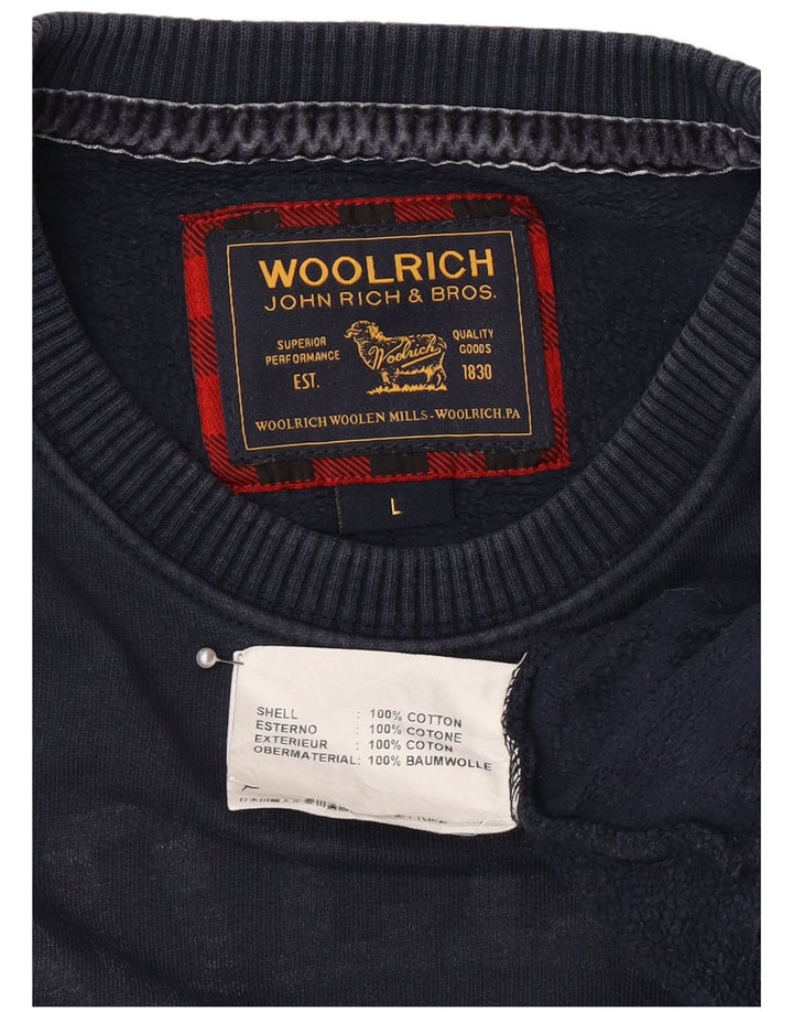Woolrich muški džemper s grafičkim motivima, veliki tamnoplavi pamuk