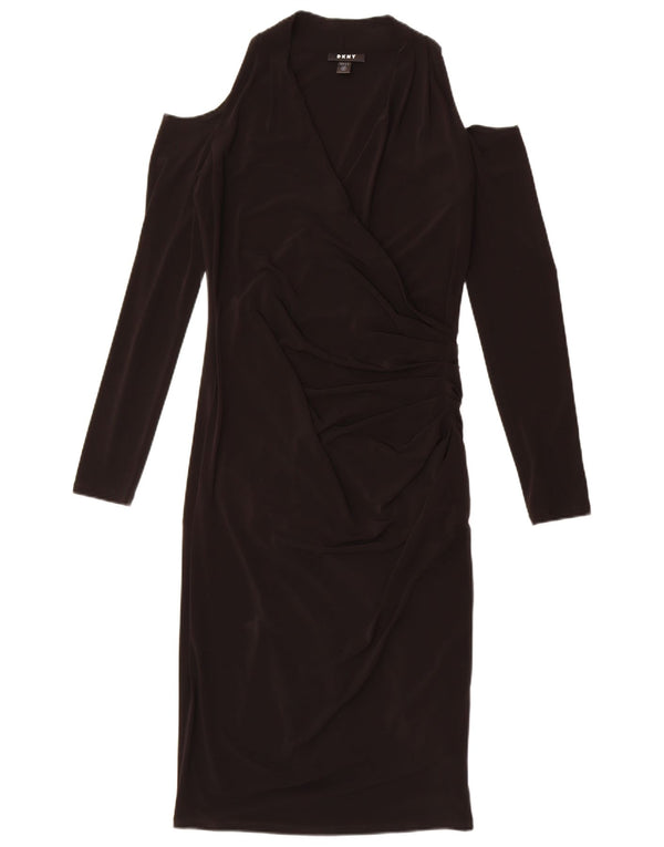 Dkny ženska haljina dugih rukava s otvorenim ramenima UK 10 Mala crna poliesterska