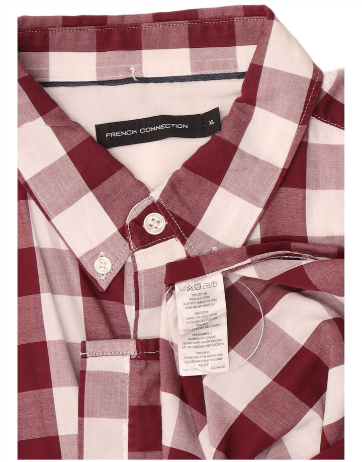 French Connection muška košulja XL bordo gingham pamuk