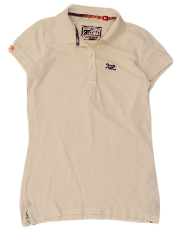 Superdry ženska polo majica UK 12 srednje bijele boje pamuk