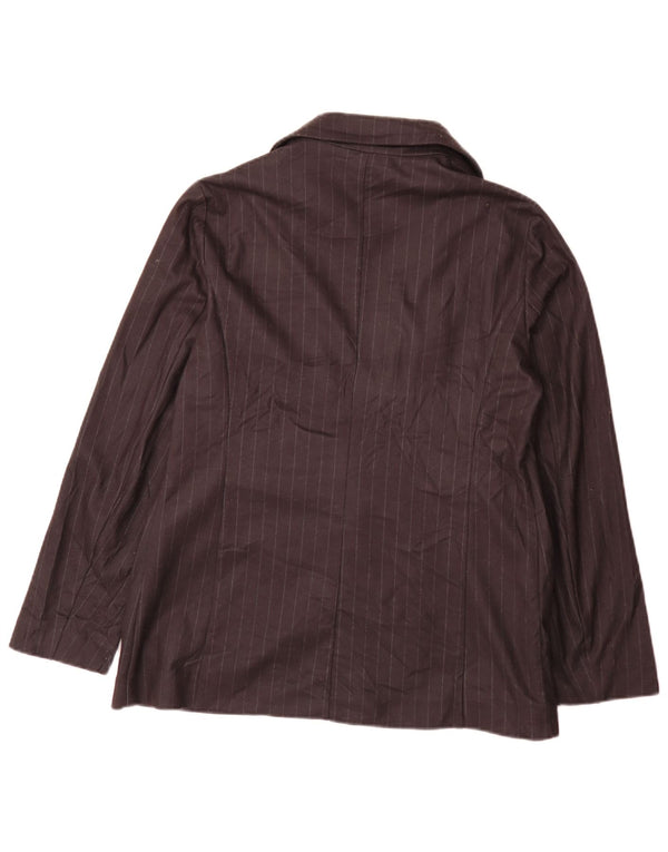 Benetton Womens 1 Button Blazer Jacket UK 12 Medium Black Striped Classic