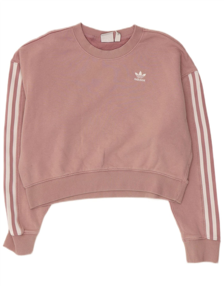 ADIDAS Ženska skraćena prekomjerna majica s kratkim rukavima UK 10 Small Pink Cotton