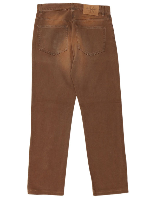 CALVIN KLEIN Muške ravne traperice W31 L29 Smeđi pamuk