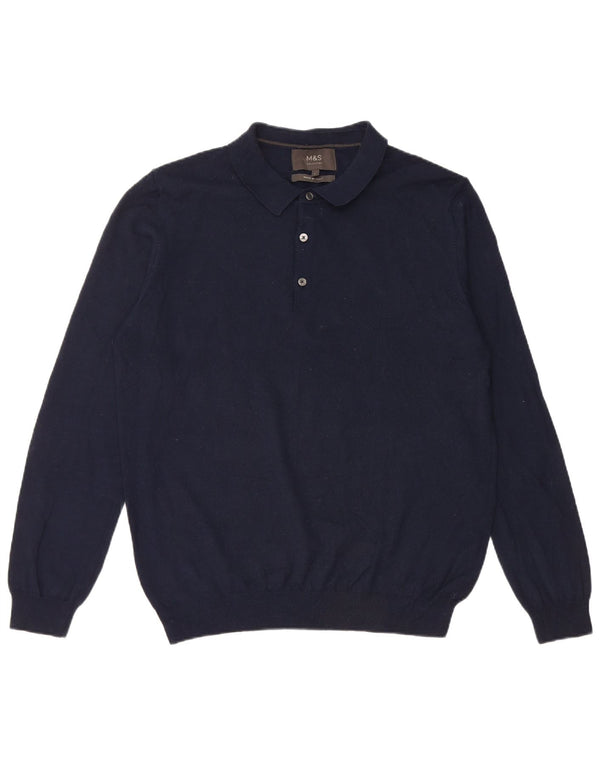 Marks & Spencer muški pulover s polo ovratnikom Veliki tamnoplavi akril