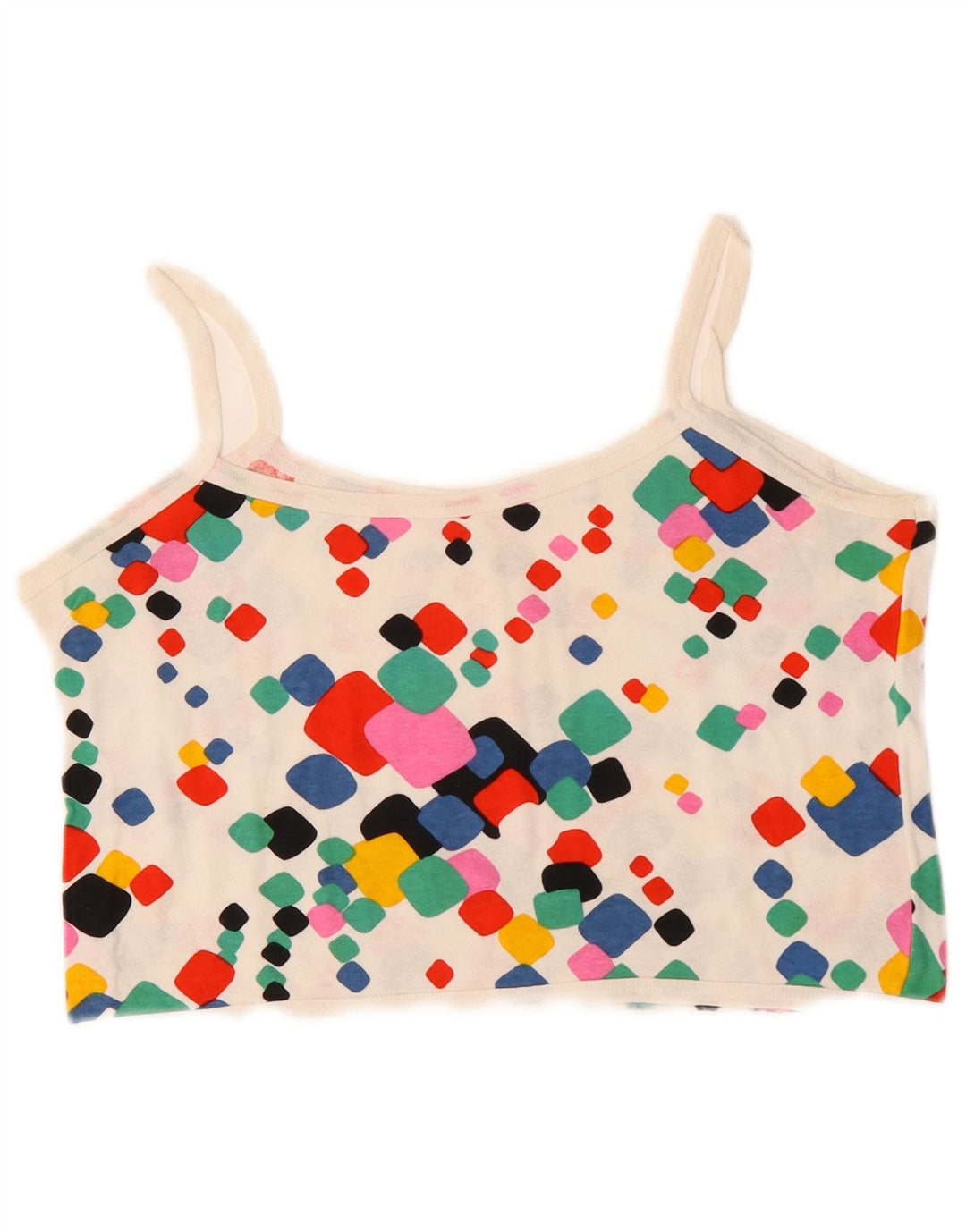 VINTAGE ženski kratki Cami Top UK 10 malih višebojnih geometrijskih oblika