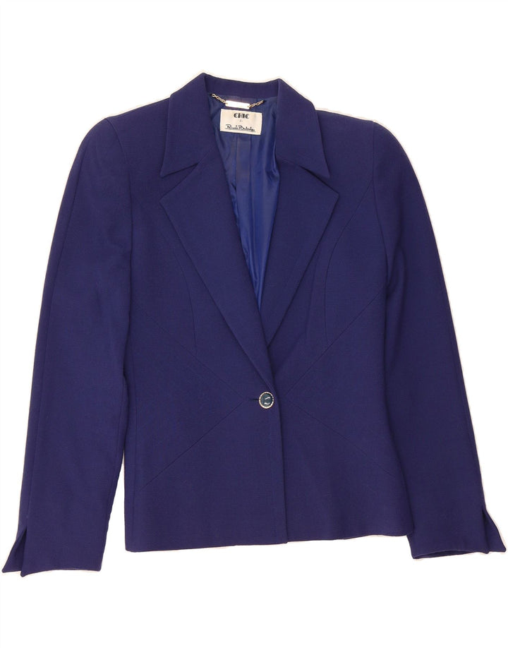 RENATO BALESTRA Womens 1 Button Blazer Jacket IT 42 Medium Navy Blue Wool Vintage Renato Balestra and Second-Hand Renato Balestra from Messina Hembry 